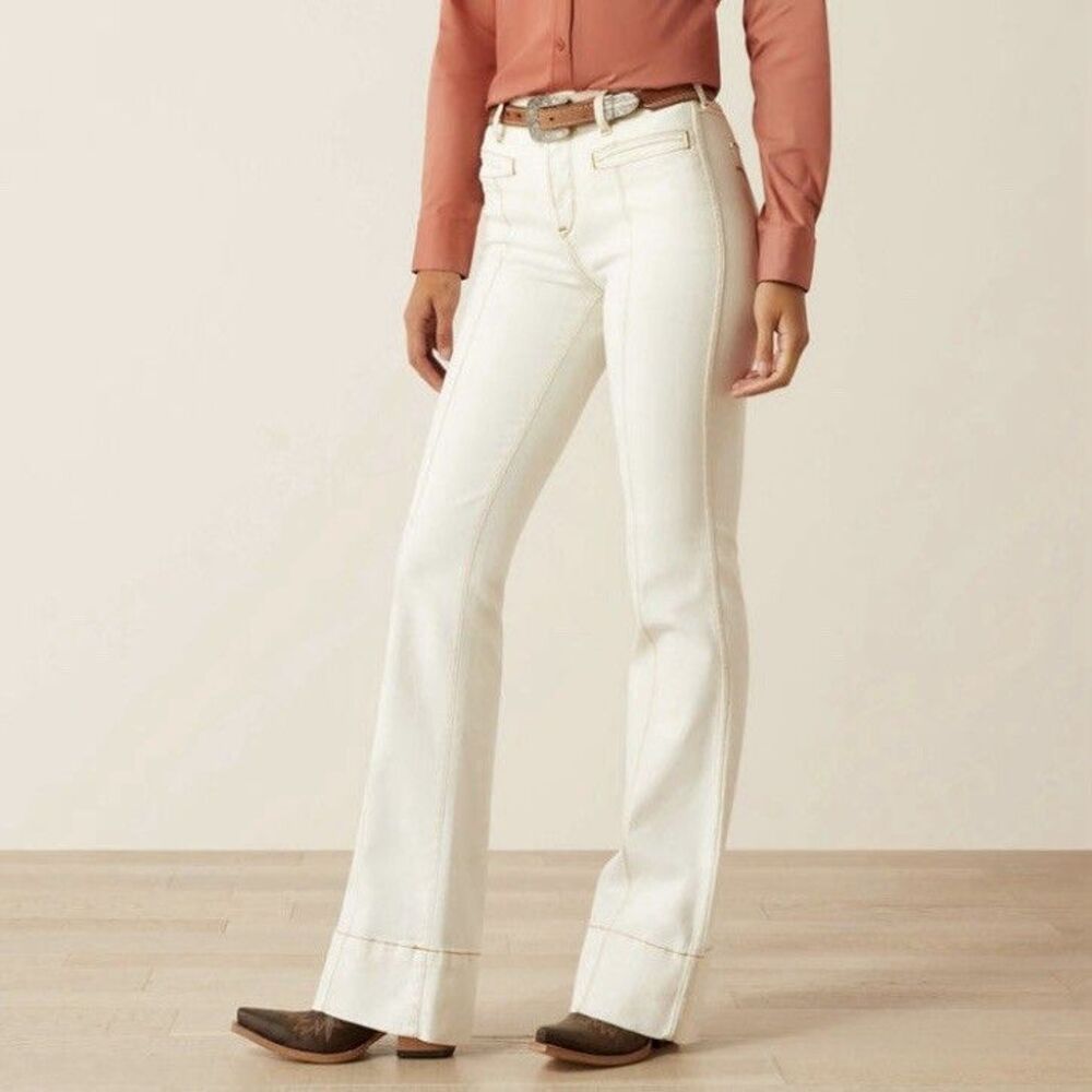Ariat High Rise Larissa Slim Trouser Ecru White Jeans 10051699 Women’s 27